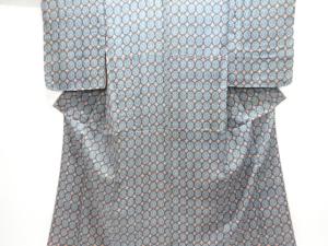 アンティーク　格子に華紋模様着物